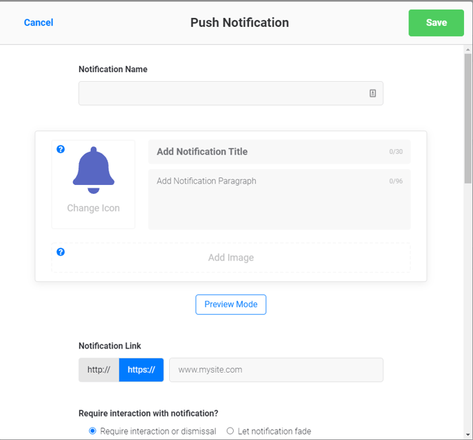 Push Notification settings