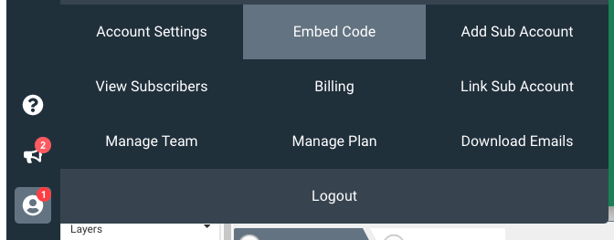 Embed code Settings