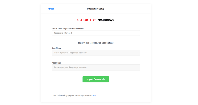 Integration Setup Login