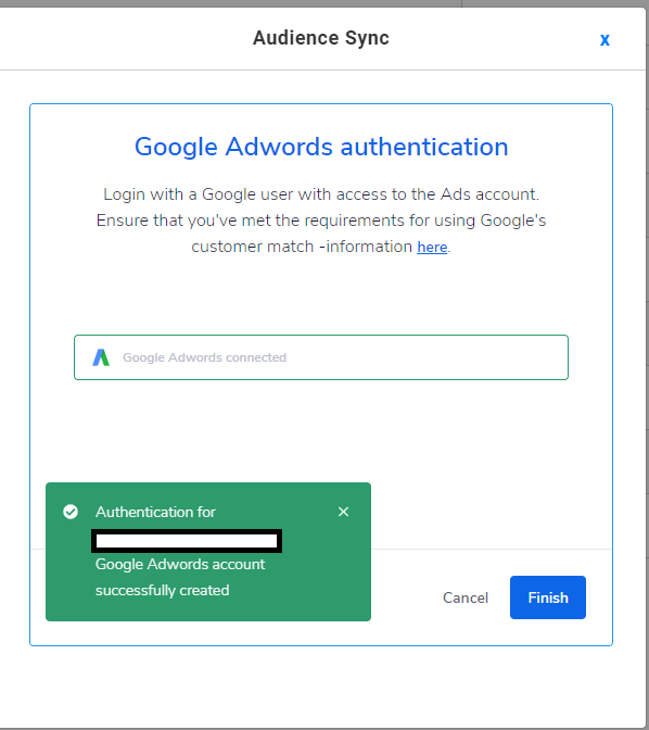 successfully linking to a google ads account