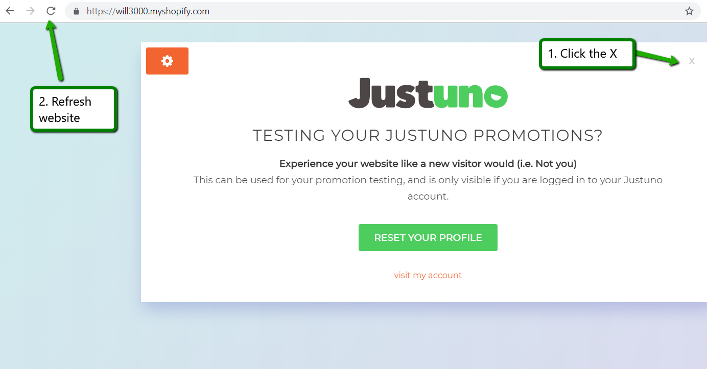 How to reset your Justuno session