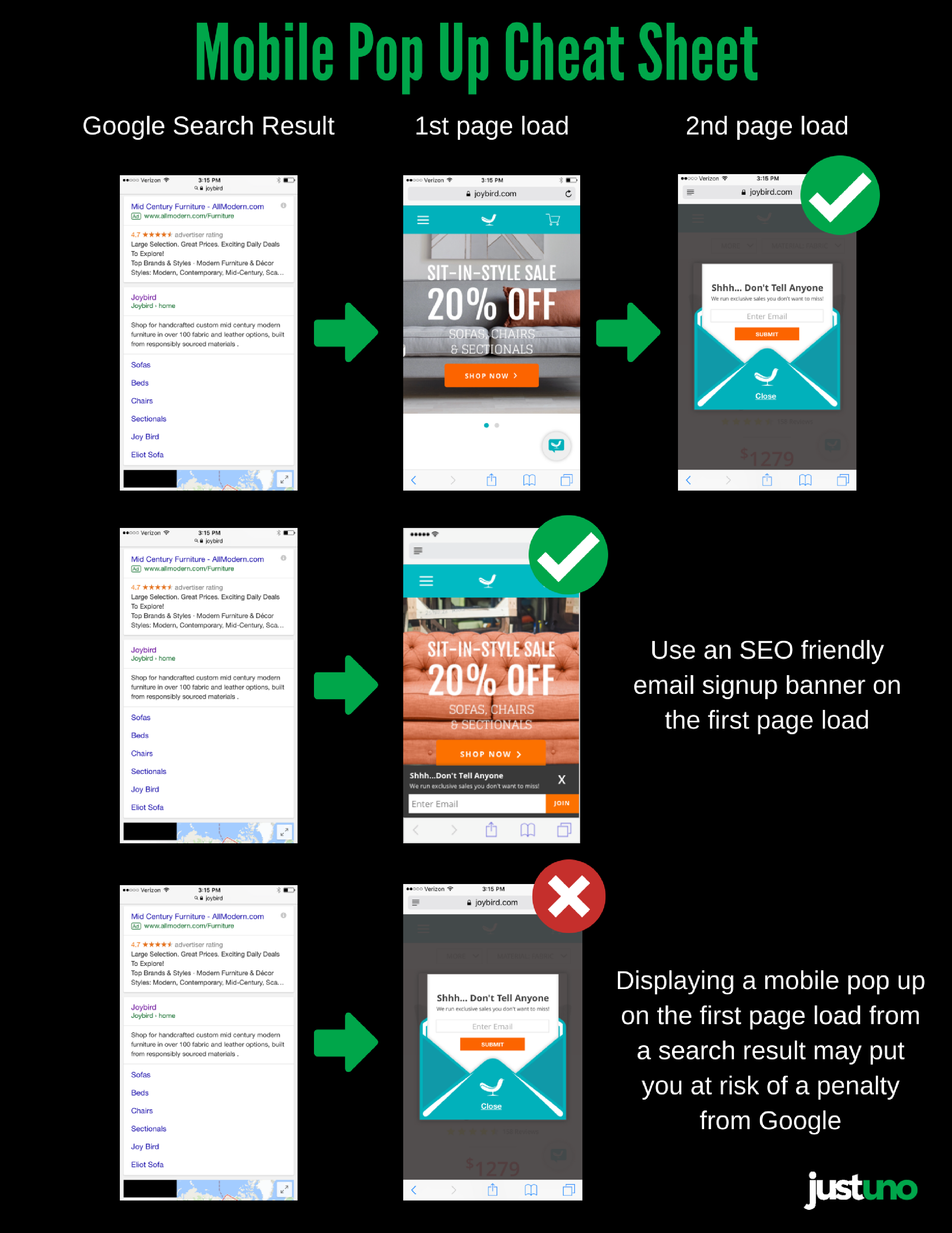 mobile pop up cheat sheet