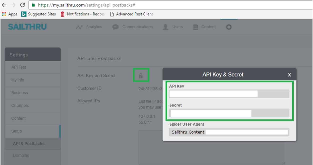 API Key and Secret