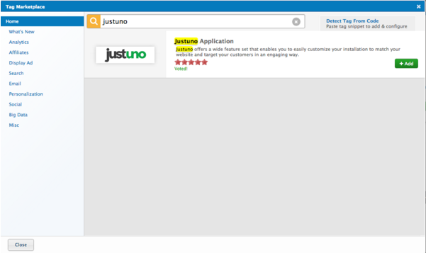 search justuno in tag marketplace