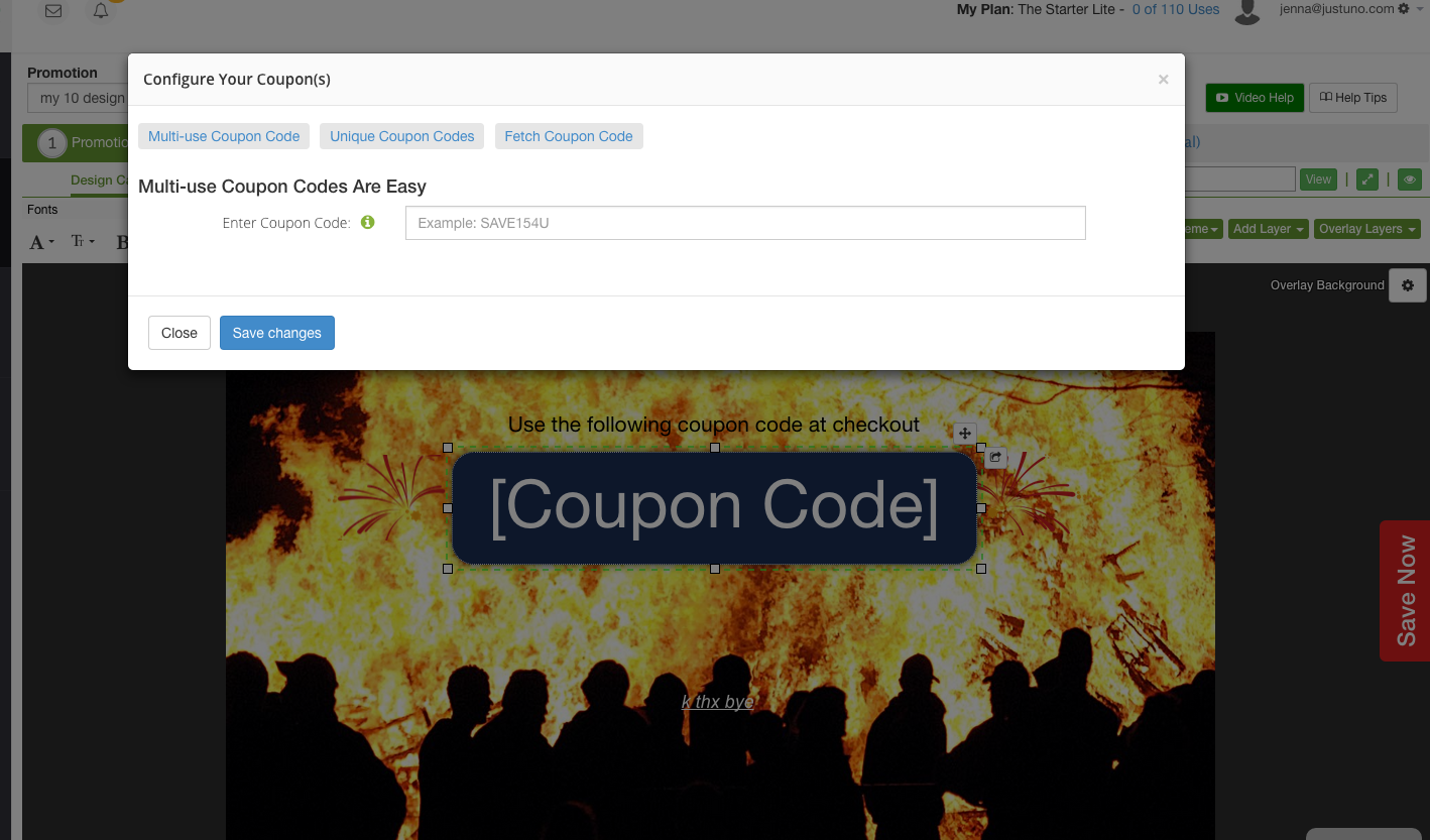 Type in coupon code