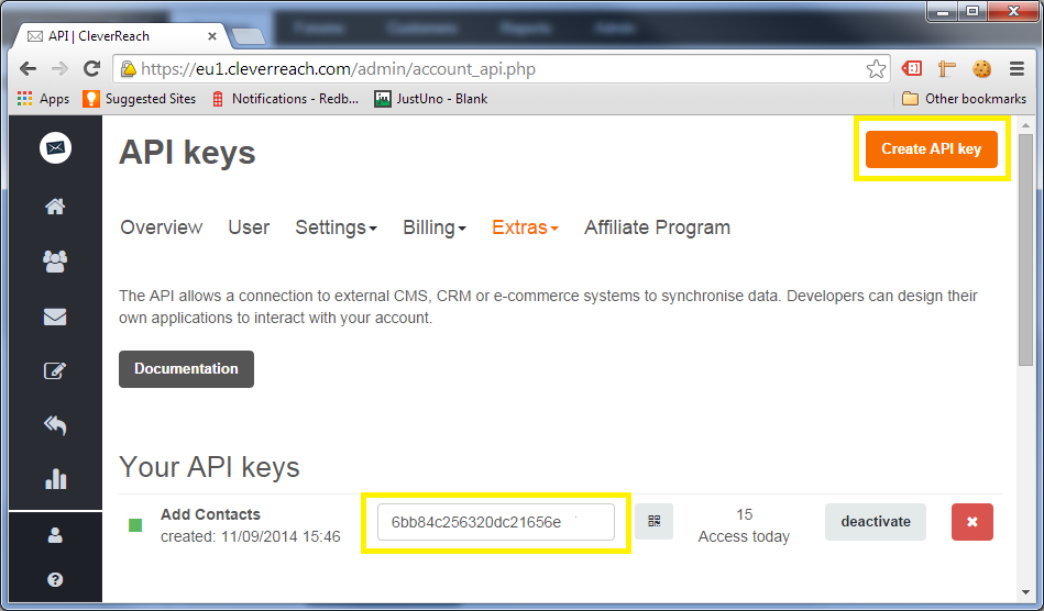 copy API key