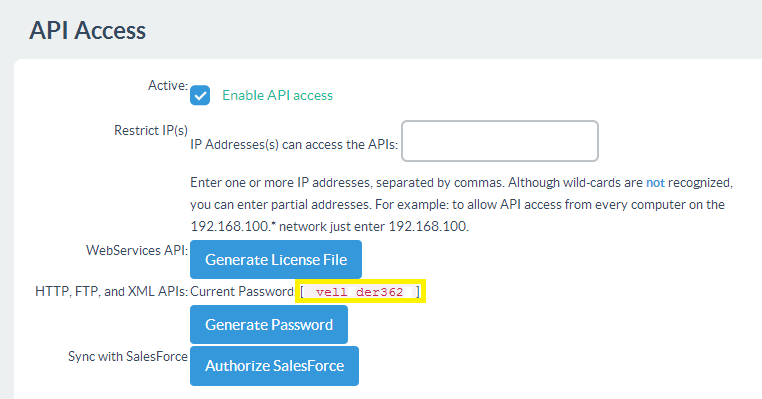 copy real and api password